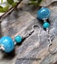 14mm Rondelle Agate & Quartzite Earrings Silver Plated - Image 2