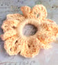 Bundle of 2 Hair Scrunchies, hand crocheted in soft 100% cotton, Apricot, Pink - Image 2