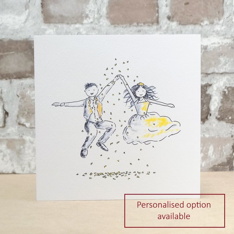 Wedding Card Jump Brunette -  Personalised name option available