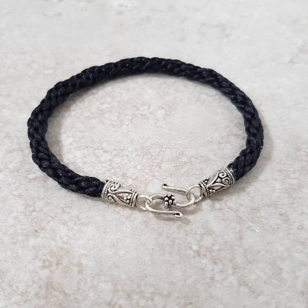 Black Ankle bracelet, braided Gothic Anklet