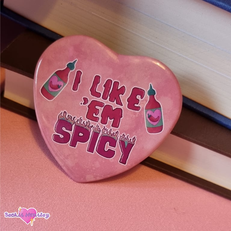 Like Em Spicy Heart Button Badge - Button Badges - Accessories