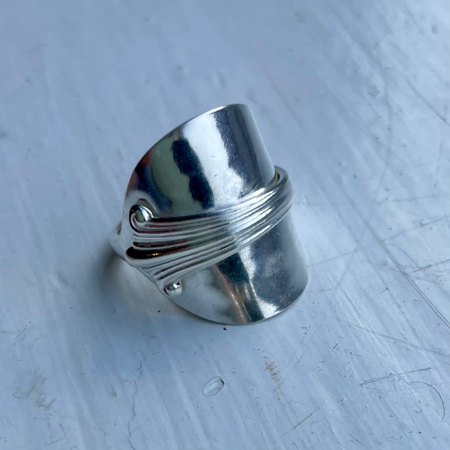 Silver spoon ring, Birmingham 1927 or 1928 UK ring size T