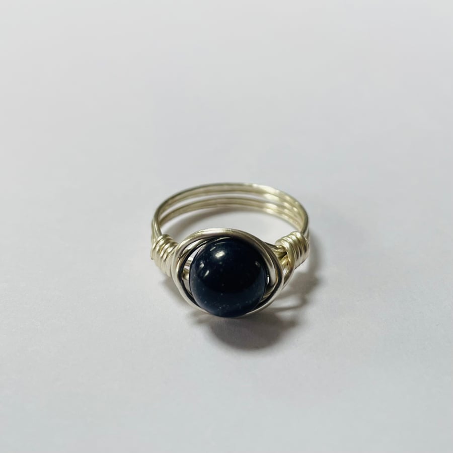 Wire wrapped Lapis Lazuli ring