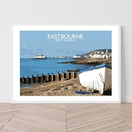 Eastbourne, East Sussex Art Print Travel Poster Railway Poster Salty Seas Origin