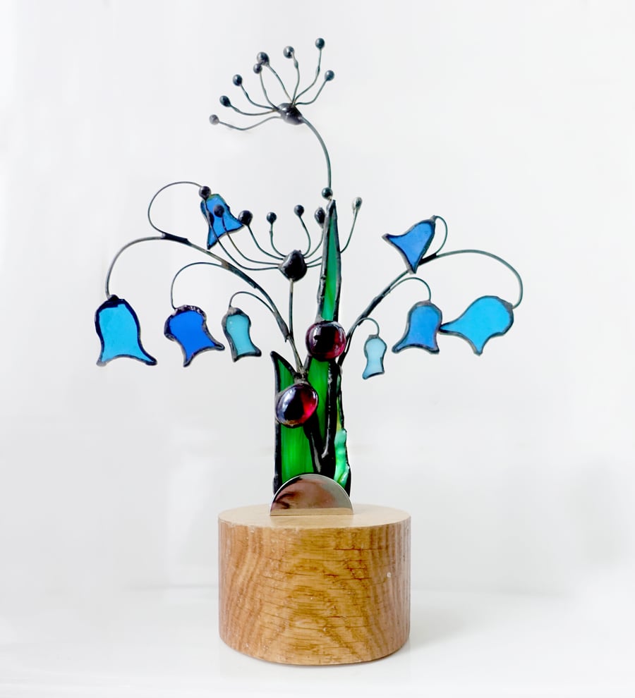 Bells and Cow Parsley  Stained Glass Suncatcher Tea Light Holder  Mother's Day