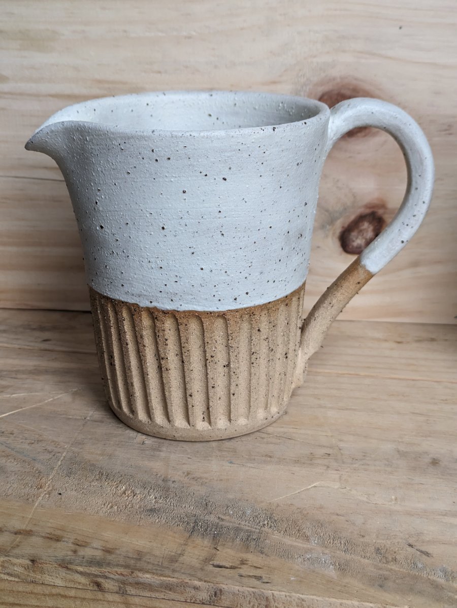 Larger matte cream carved jug