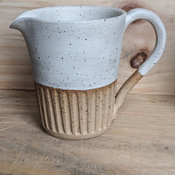 Larger matte cream carved jug