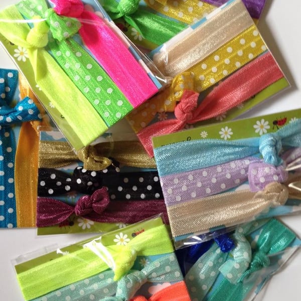SALE Pack 3 fold over elastic hairbands polka dot 