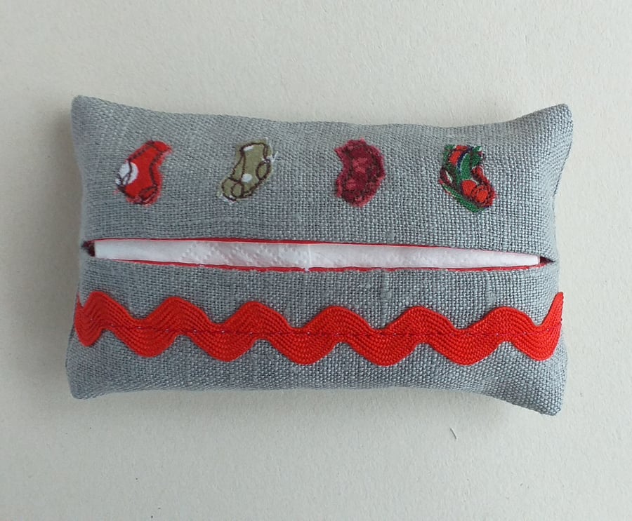 Embroidered Christmas Stockings Pocket Tissue Pouch