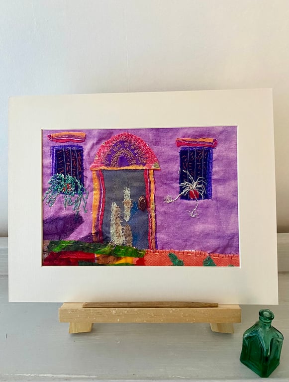 A place in the sun, purple house and original art print 