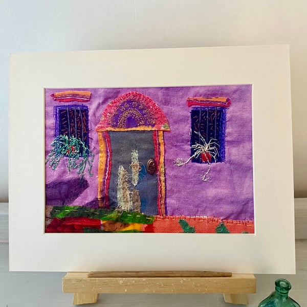 A place in the sun, purple house and original art print 