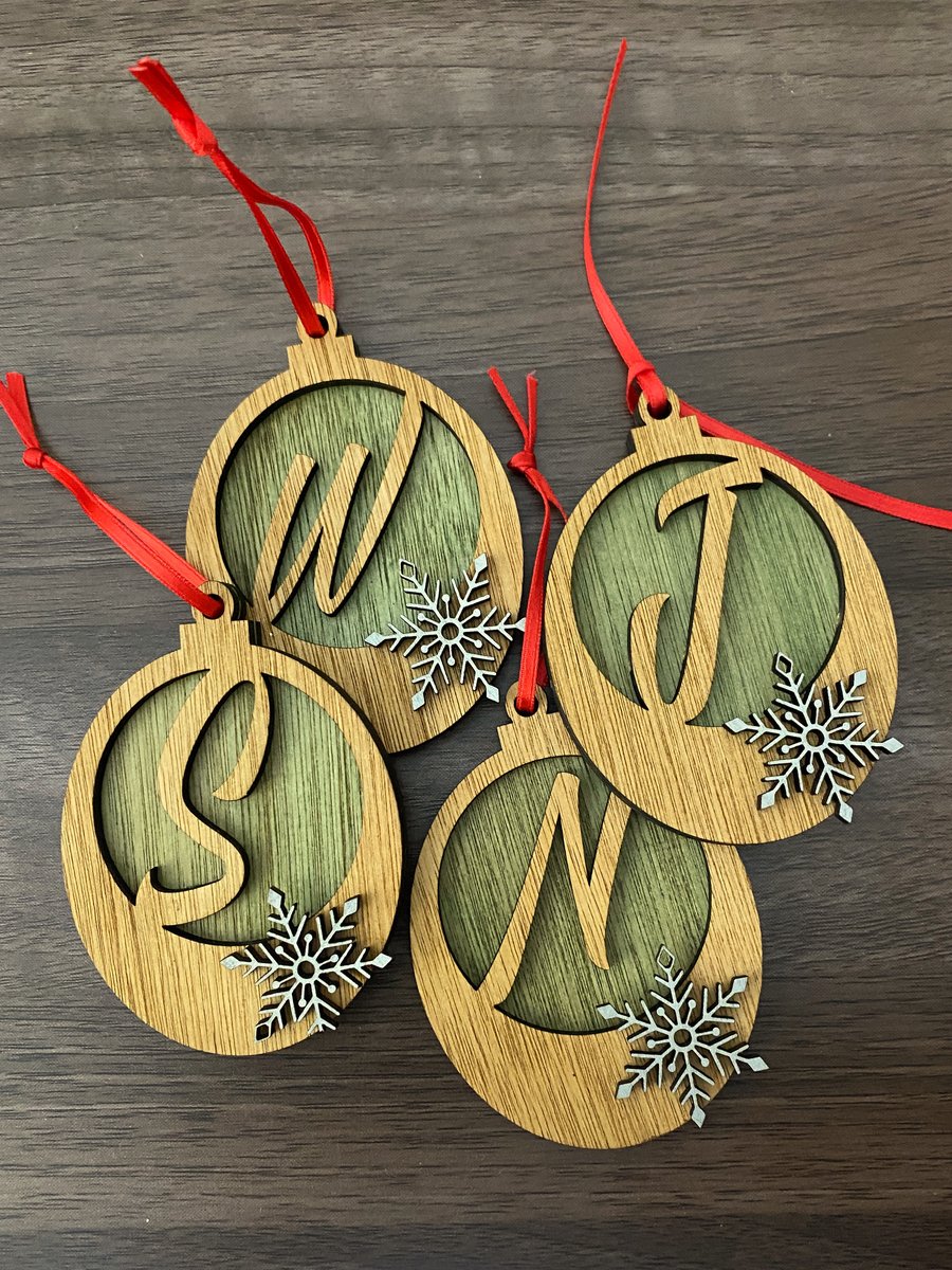 Traditional Wooden Baubles - Personalised