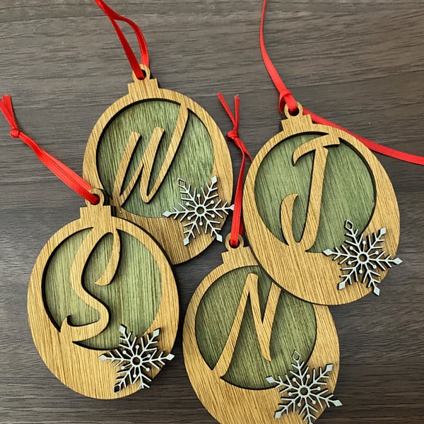 Traditional Wooden Baubles - Personalised
