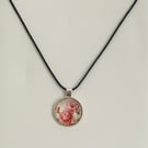 Shabby Chic Floral Glass Pendant Necklace. Design 8