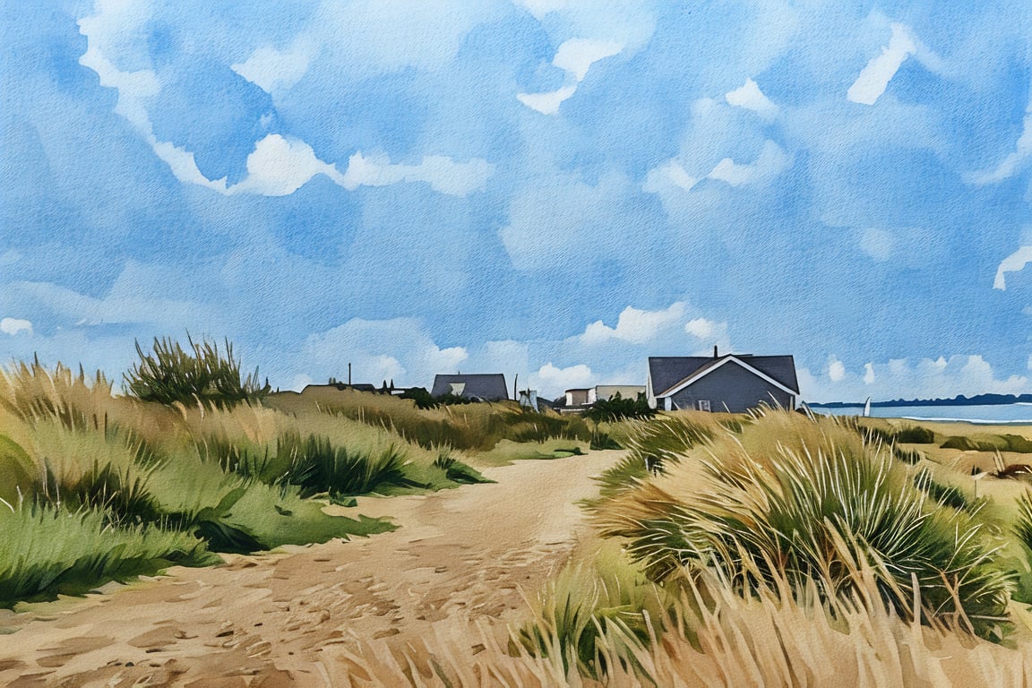 Snettisham Beach House View A5 Greeting Card 