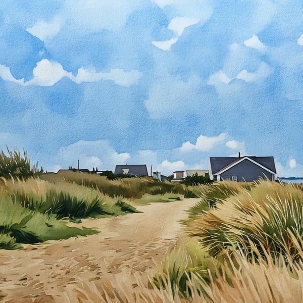 Snettisham Beach House View A5 Greeting Card 