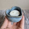 Blue ceramic heart tealight