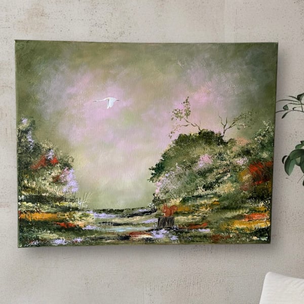 Original acrylic landscape painting, wall art, home decor 