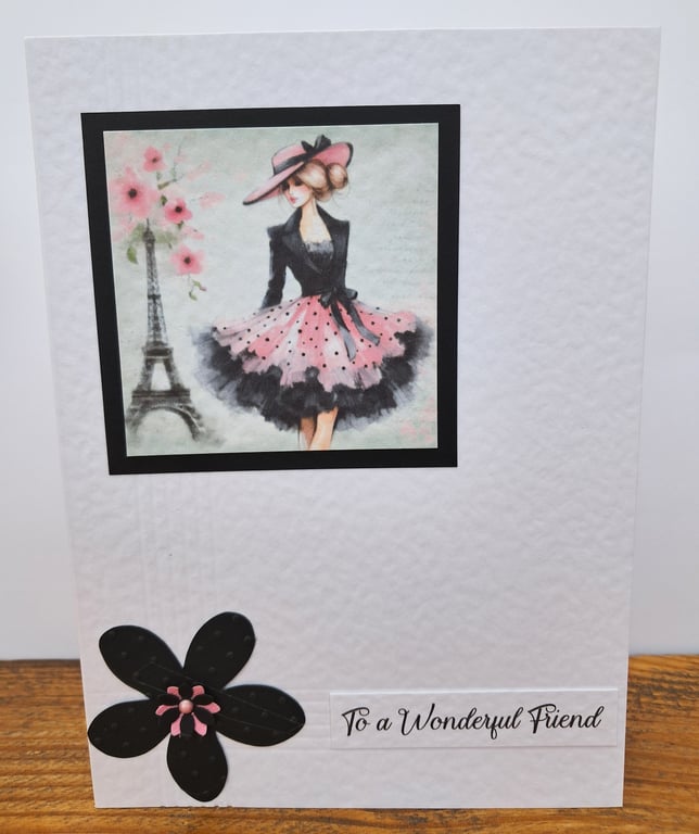 C6718   To a wonderful friend, Birthday, Pink, Black, 