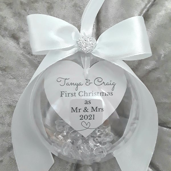 8cm Beautiful First Christmas as Mr and Mrs Bauble, Mr and Mrs Ornament, Persona