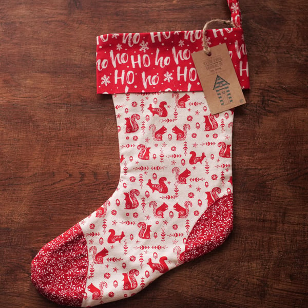 Christmas stocking with squirrels 