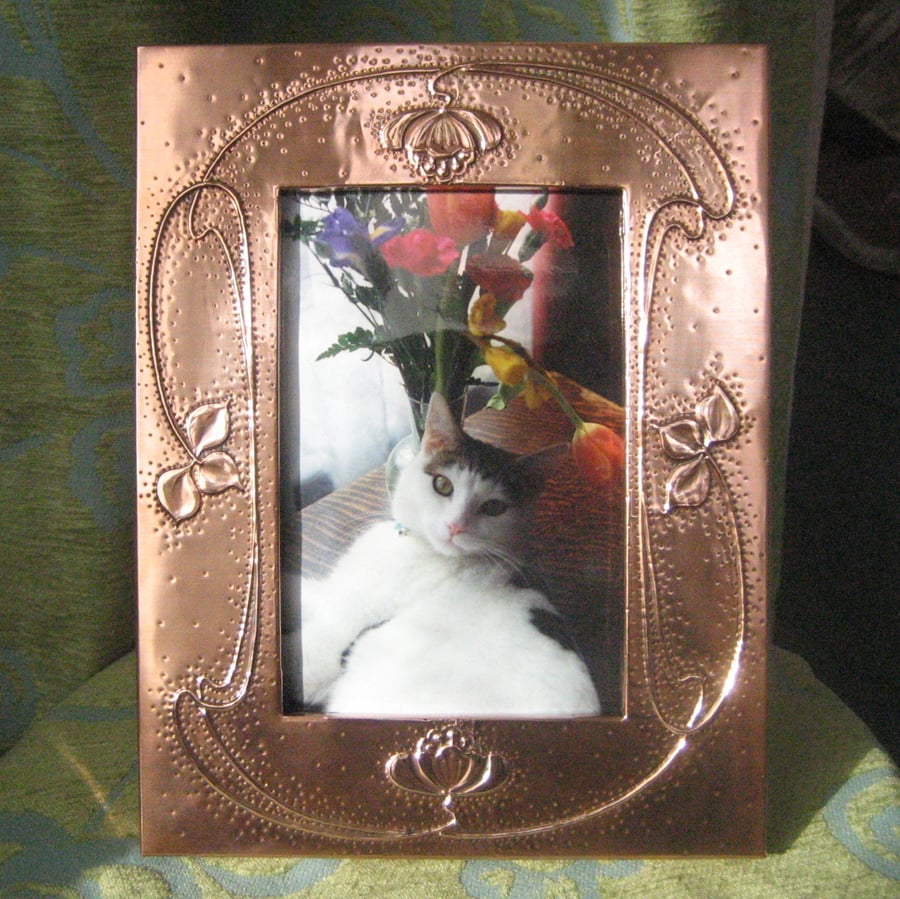 Handmade Copper Frame, Art Nouveau Design