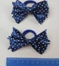 Pair of Satin Bow Hair Bands – Dark Blue with White Polka Dots, Stylish Idea - Image 10