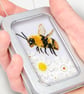 Bee, little fabric bumble bee picture framed in a tin, gift, ornament - Image 5