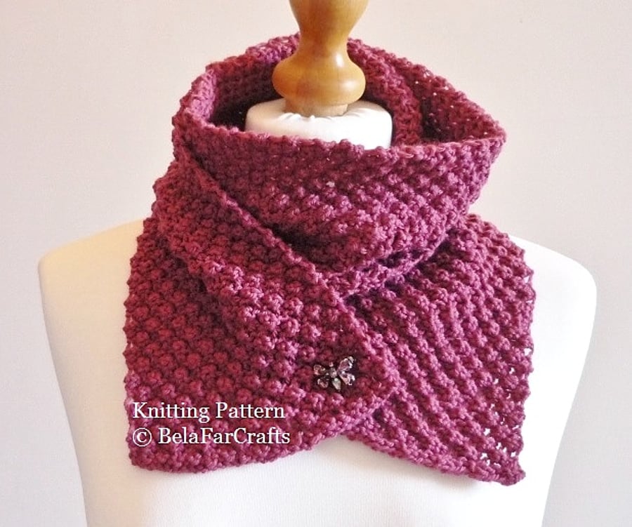 KNITTING PATTERN - Small Bobbles Scarf - PDF file tutorial
