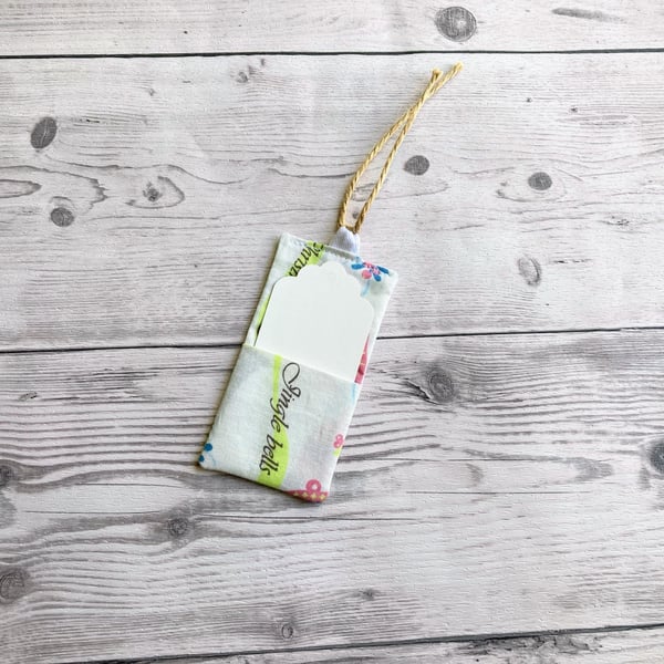 Christmas fabric gift tags. Eco friendly. Reusable. Cotton fabric. Jingle bells.