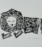 Stamped Sleeping Lion in black ink - made. In Yorkshire - Image 2