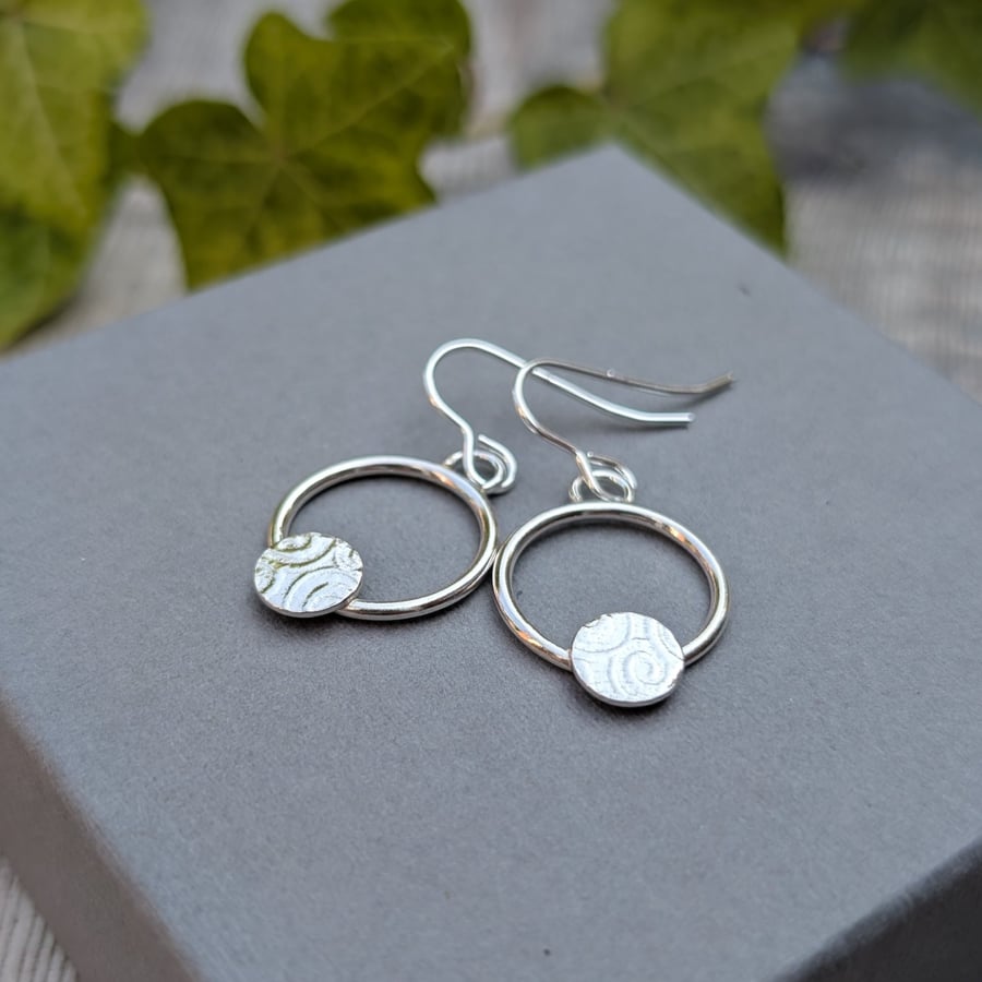 Sterling Silver Circle Earrings with Textured Discs - JBJ1107
