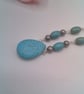 Turquoise and Metal Spacer Beaded Rosary Style Necklace, Gift for Her, Necklace - Image 2
