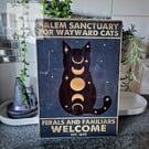 Salem cat welcome metal sign 