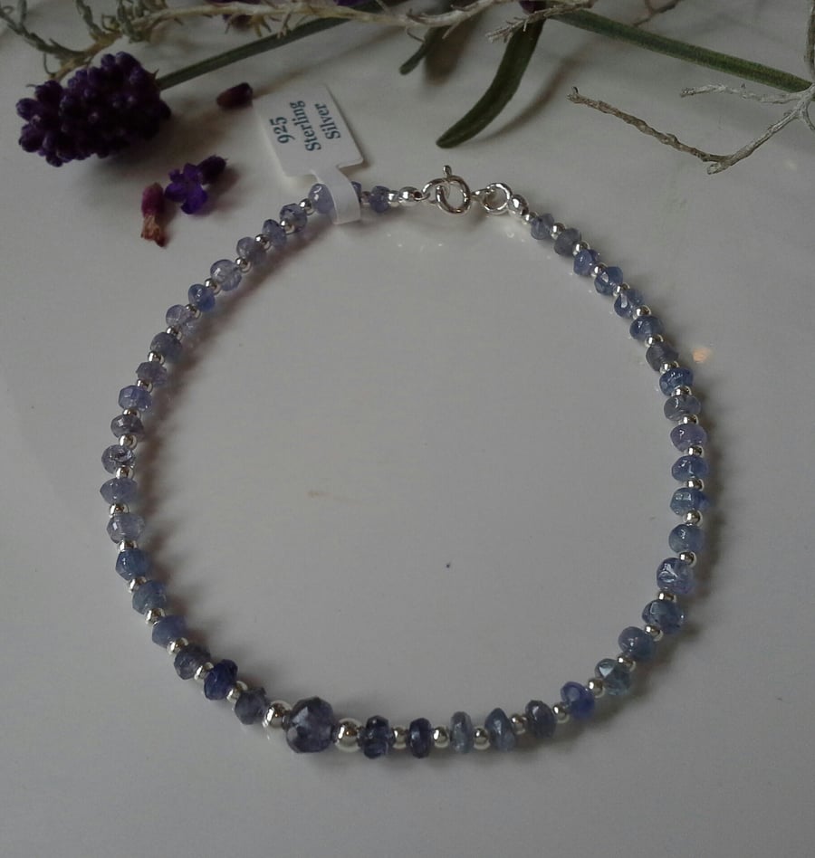 Dainty, Femanine Tanzanite Sterling Silver Bracelet