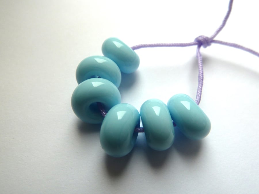 blue spacer lampwork glass beads
