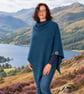 Denim Blue Merino Wool Poncho, Women's Knitted Poncho, Winter Wrap