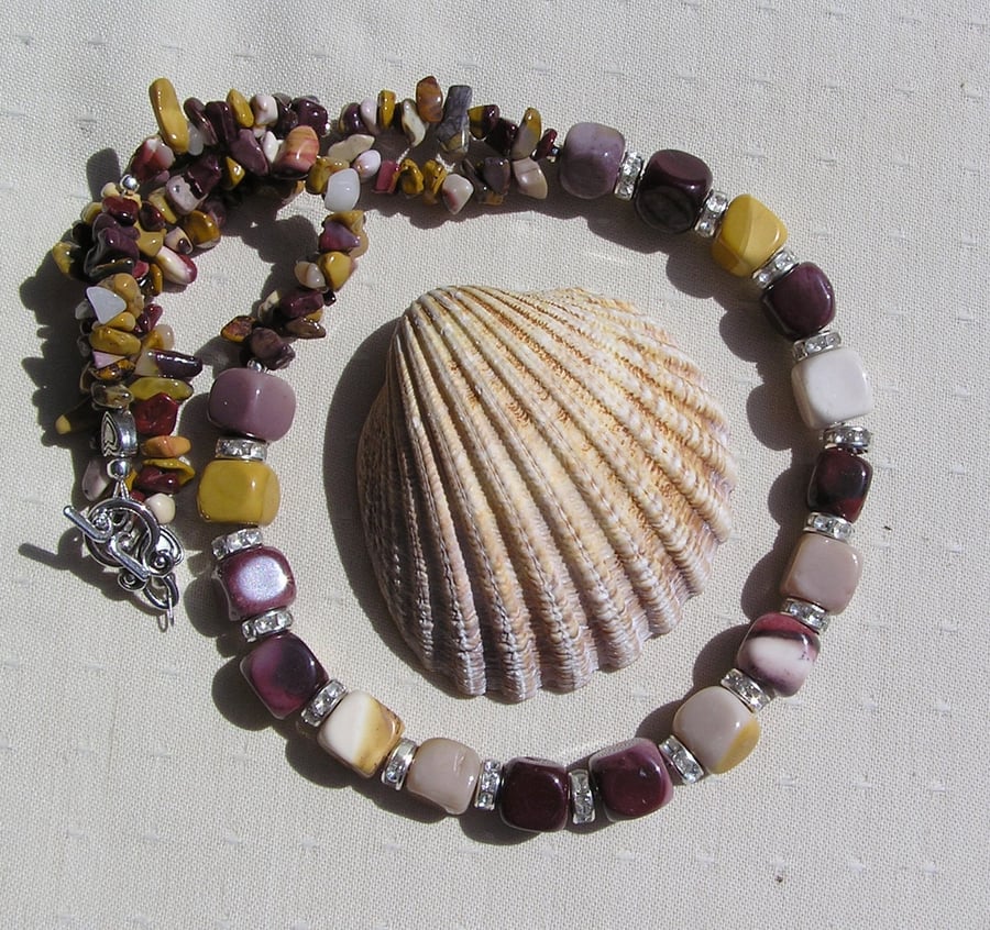 Mookaite Jasper Crystal Gemstone Statement Necklace "Desert Rainbow"