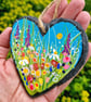 Summer Floral Hand-painted Slate Heart hanger by Jackie Reynolds - Image 2