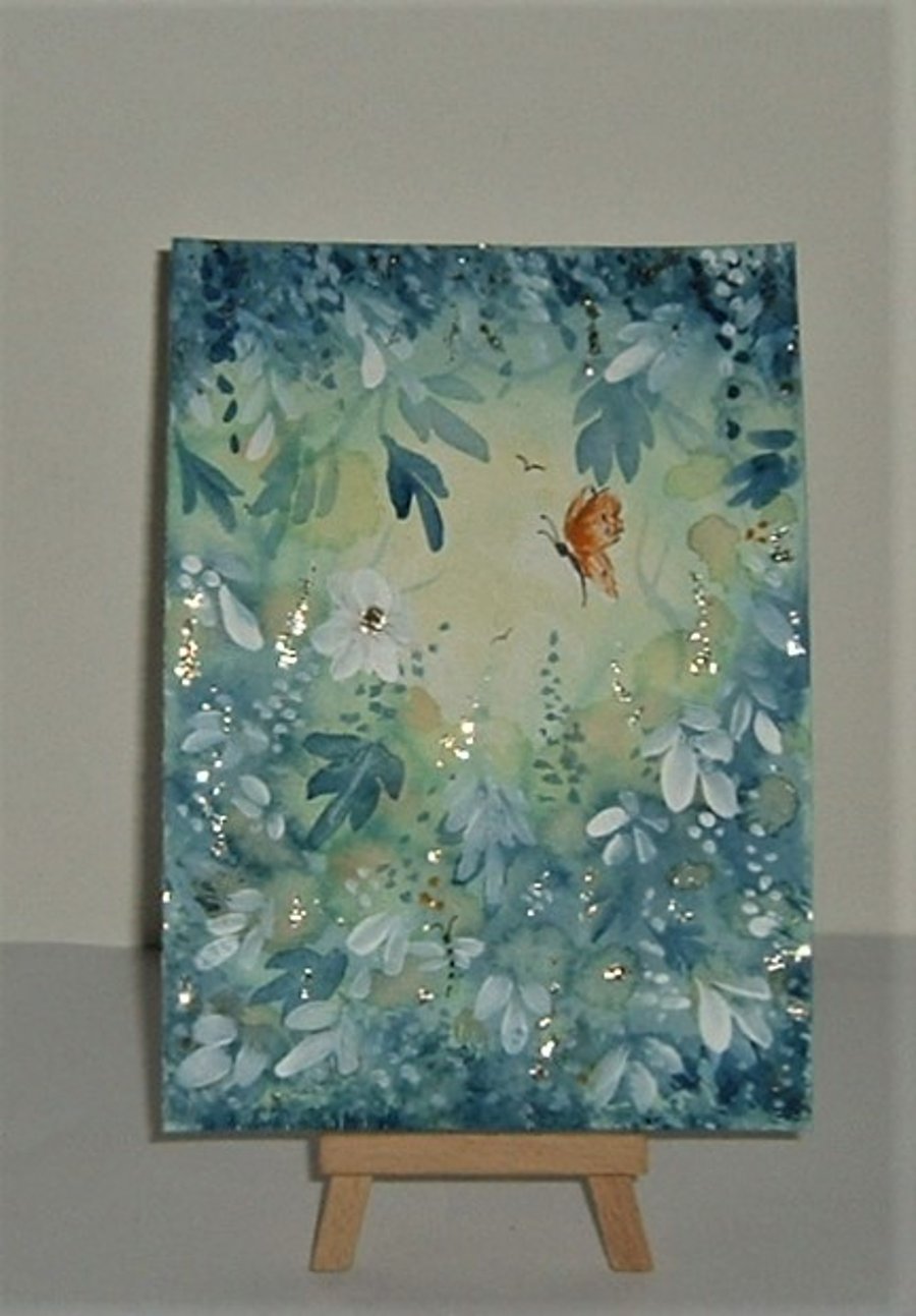 fantasy original art woodland watercolour painting ( ref F 865 )