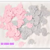 120 Mixed Pink & Grey Elephant Confetti, Cut-outs, table decoration 