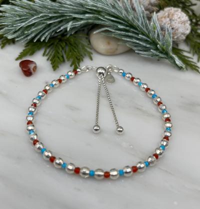 Sterling Silver And Gemstone Bolo Bracelet