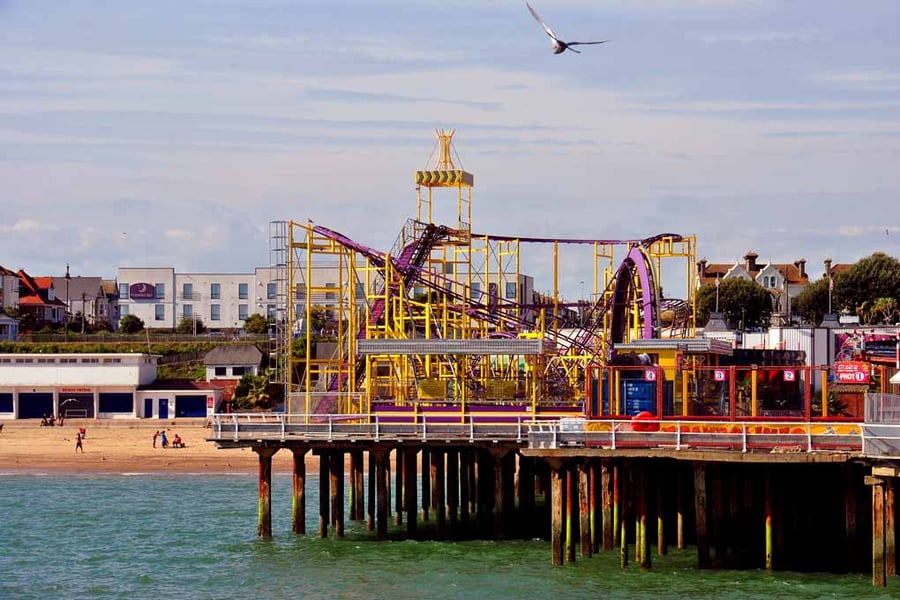 Clacton On Sea Pier And Beach Essex UK Photograph Print