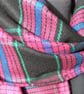 Tartan scarf, pinky purple, blue green,very dark brown, crochet edge - Image 2
