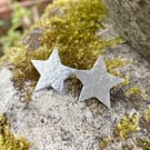Large sterling silver star stud earrings