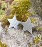 Large sterling silver star stud earrings