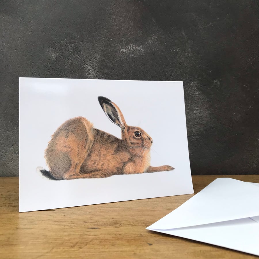 Hunkered Down Hare Card