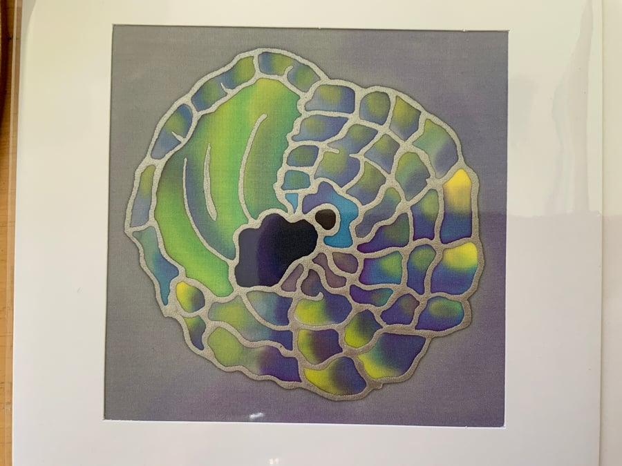 Original Hand painted silk greeting card Shell