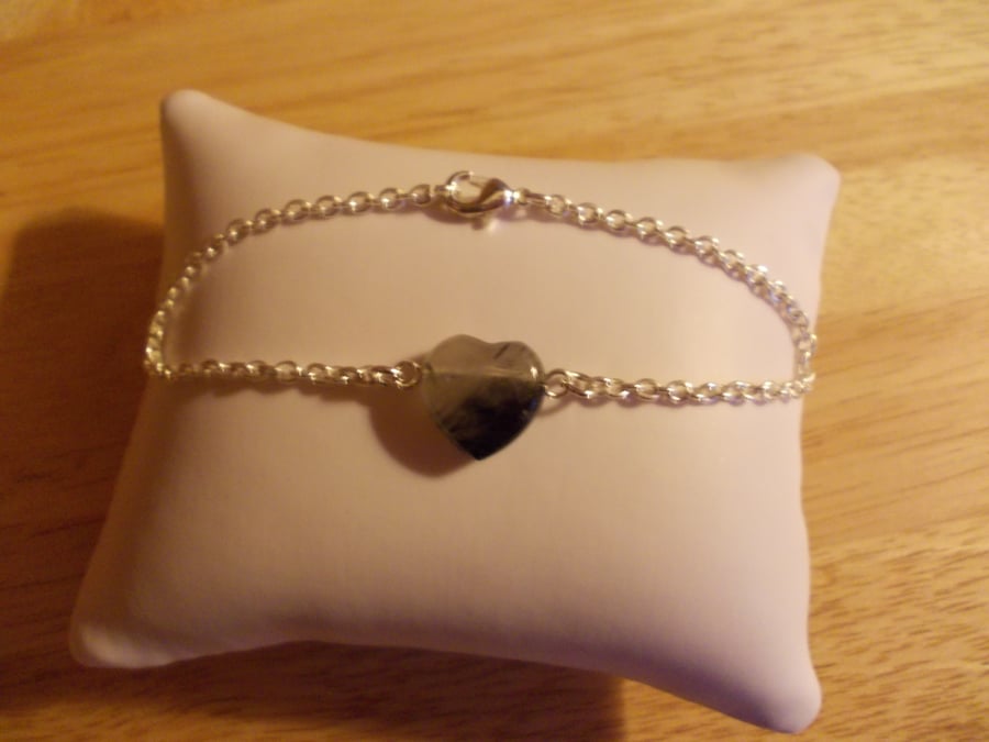 Black rutile heart bracelet