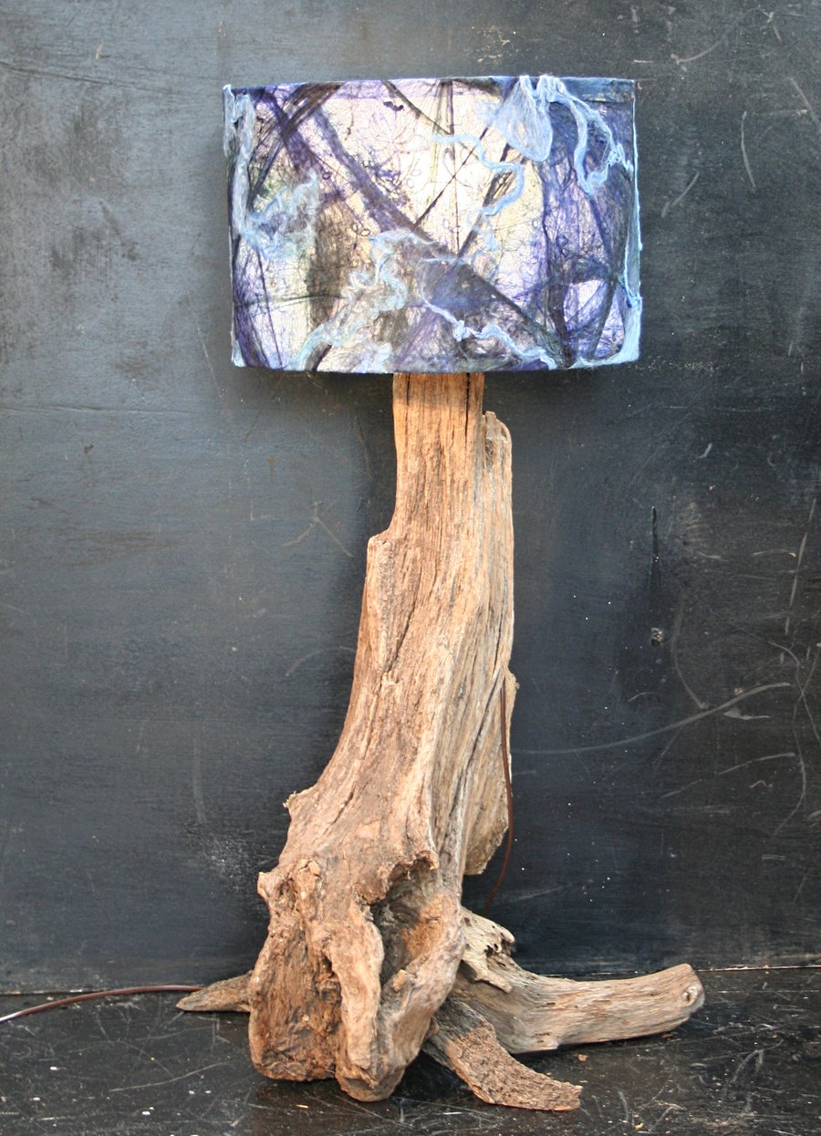 Driftwood Table Lamp, Shade Included, 98cm tall to top of shade